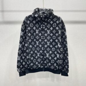 Monogram jacquard fleece zip through jacket