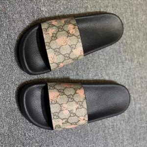 GG Flower Print Canvas Slides