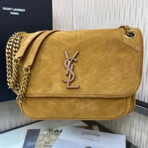 Niki Medium Suede Logo Shoulder Bag Premium Edition