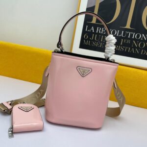 PRDA Saffiano Leather Panier Medium Bucket Bag
