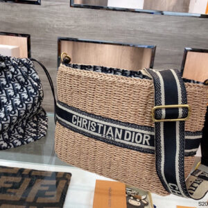 CD Wicker Bucket Bag