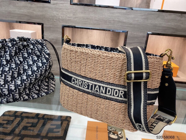 CD Wicker Bucket Bag