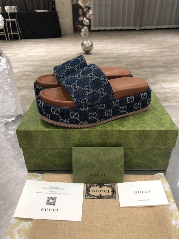 GG Angelina Denim Platform Sandals