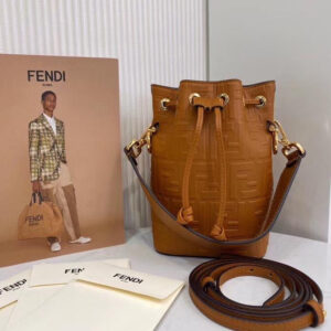 FF Mini Mon Tresor Logo Leather Bucket Bag Super A