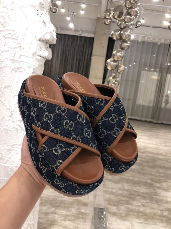 GG Denim Platform Sandals