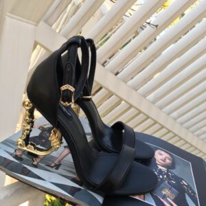 Nappa mordore sandals with baroque DG heel