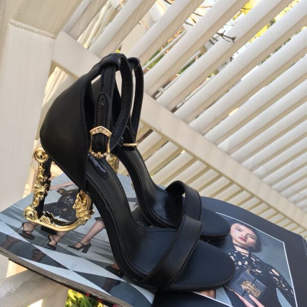 Nappa mordore sandals with baroque DG heel