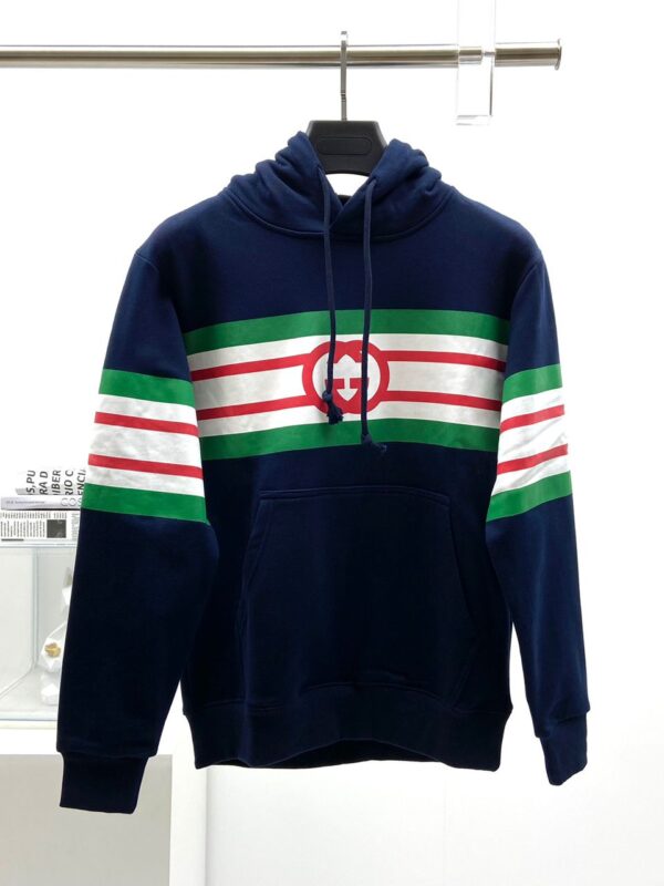 Web-Stripe Cotton-Jersey Hooded Sweatshirt