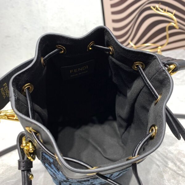 FF Mon Tresor Tapestry Fabric Bucket Bag Blue - Image 7