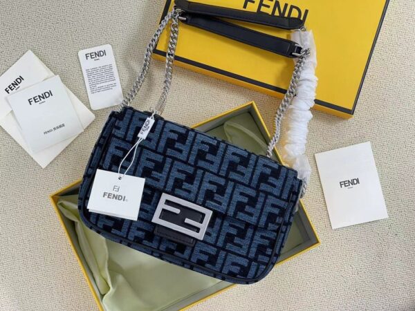 FF Baguette Monogram Chain Shoulder Bag