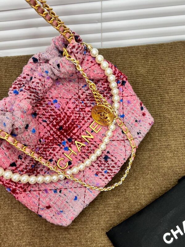 CC Pink Tweed Crossbody Bag - Image 5