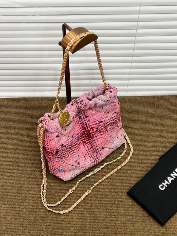 CC Pink Tweed Crossbody Bag - Image 7