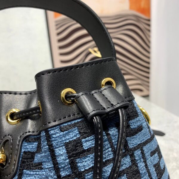 FF Mon Tresor Tapestry Fabric Bucket Bag Blue - Image 4