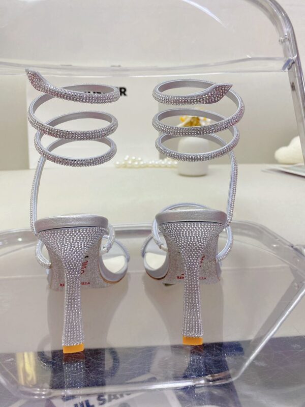 Rene Cleo crystal-embellished leather heeled sandals - Image 6