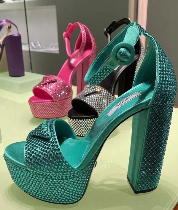 PRDA Satin platform sandals with crystals - Image 5