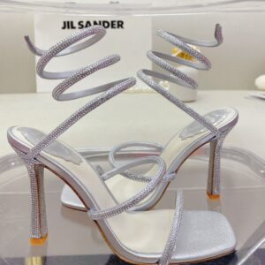 Rene Cleo crystal-embellished leather heeled sandals