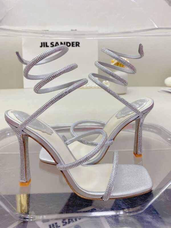 Rene Cleo crystal-embellished leather heeled sandals