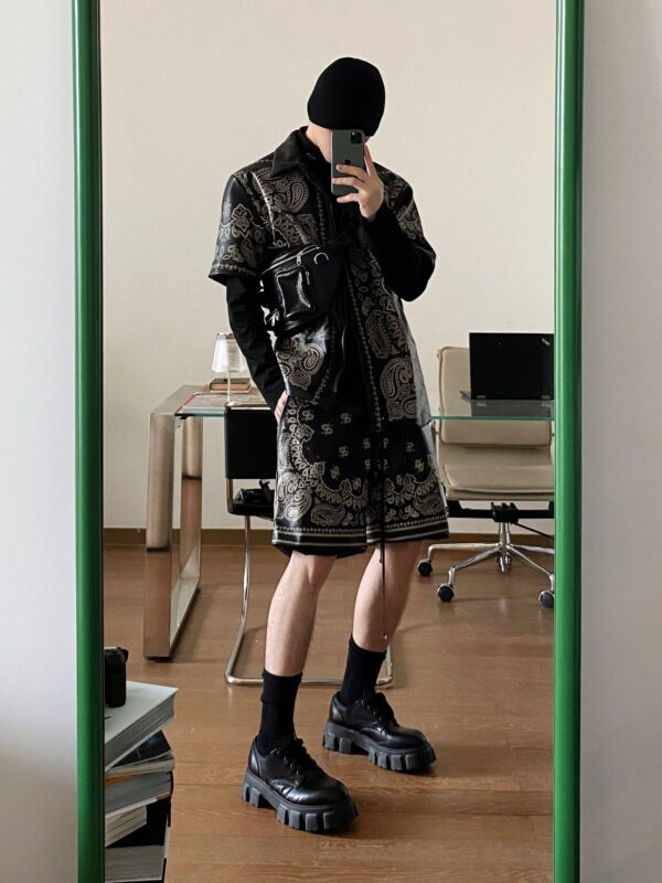 Amiri Leather Shirt & Shorts Set Super A - Image 12