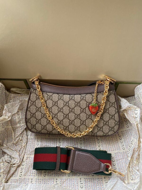 GG Ophidia embellished textured leather-trimmed printed coated-canvas shoulder bag - Image 3