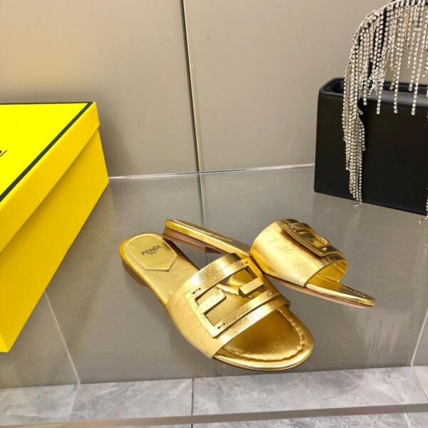 FF Baguette Metallic Leather Sandals - Image 4