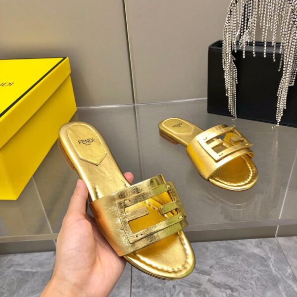 FF Baguette Metallic Leather Sandals - Image 3