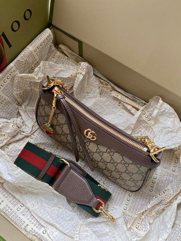 GG Ophidia embellished textured leather-trimmed printed coated-canvas shoulder bag - Image 5
