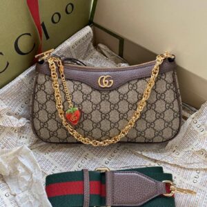 GG Ophidia embellished textured leather-trimmed printed coated-canvas shoulder bag