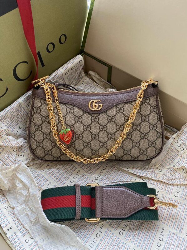 GG Ophidia embellished textured leather-trimmed printed coated-canvas shoulder bag