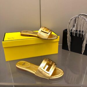 FF Baguette Metallic Leather Sandals