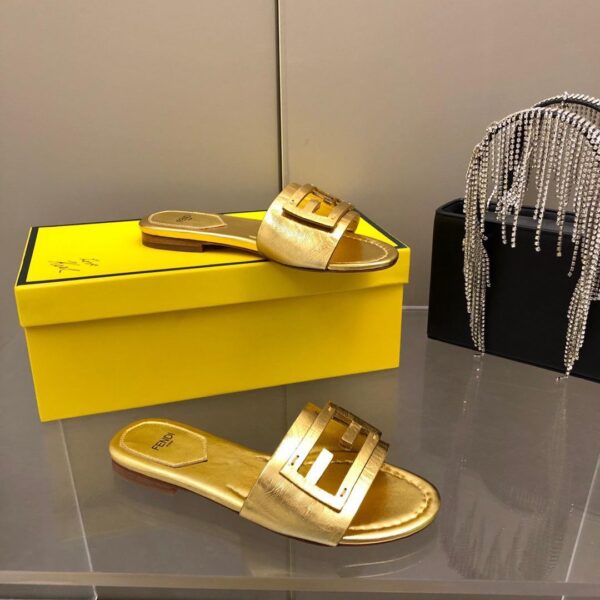 FF Baguette Metallic Leather Sandals