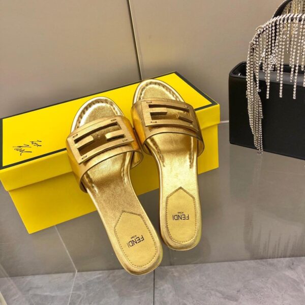 FF Baguette Metallic Leather Sandals - Image 7