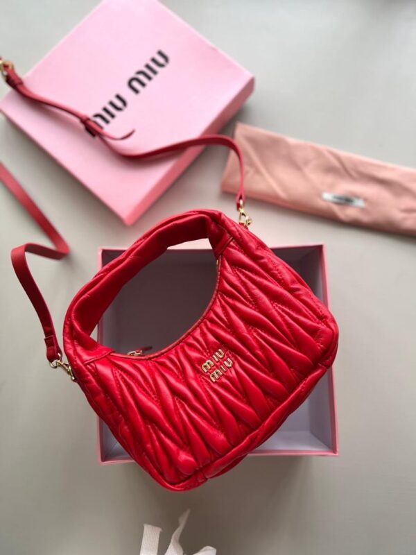 Miu Wander matelassé nappa mini hobo bag - Image 3