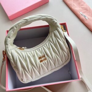 Miu Wander matelassé nappa mini hobo bag
