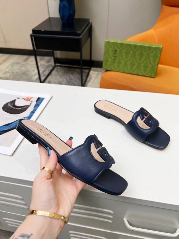 GG Interlocking G Cut Out Slide Sandals - Image 5