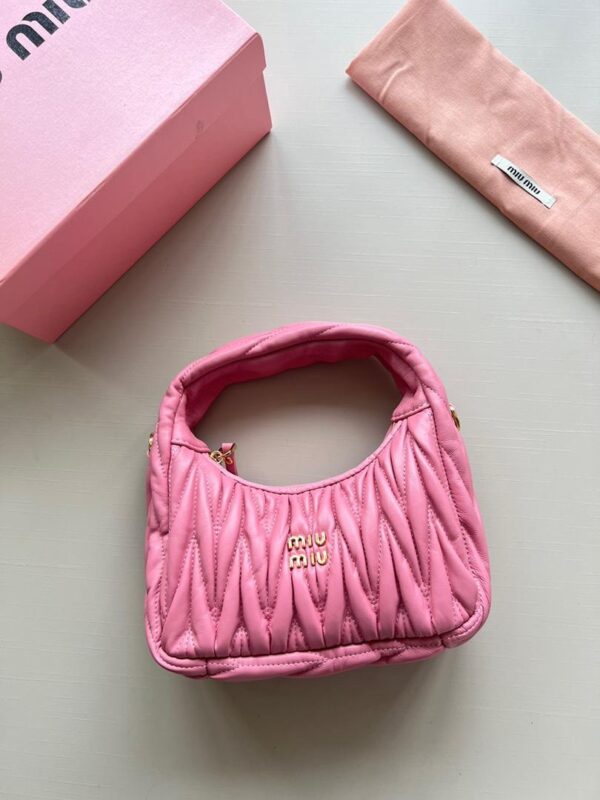 Miu Wander matelassé nappa mini hobo bag - Image 2