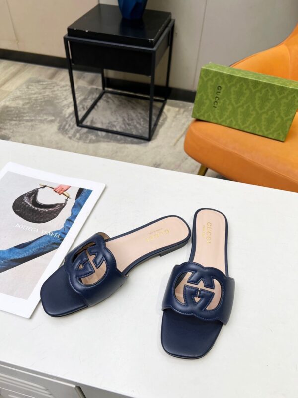 GG Interlocking G Cut Out Slide Sandals - Image 9