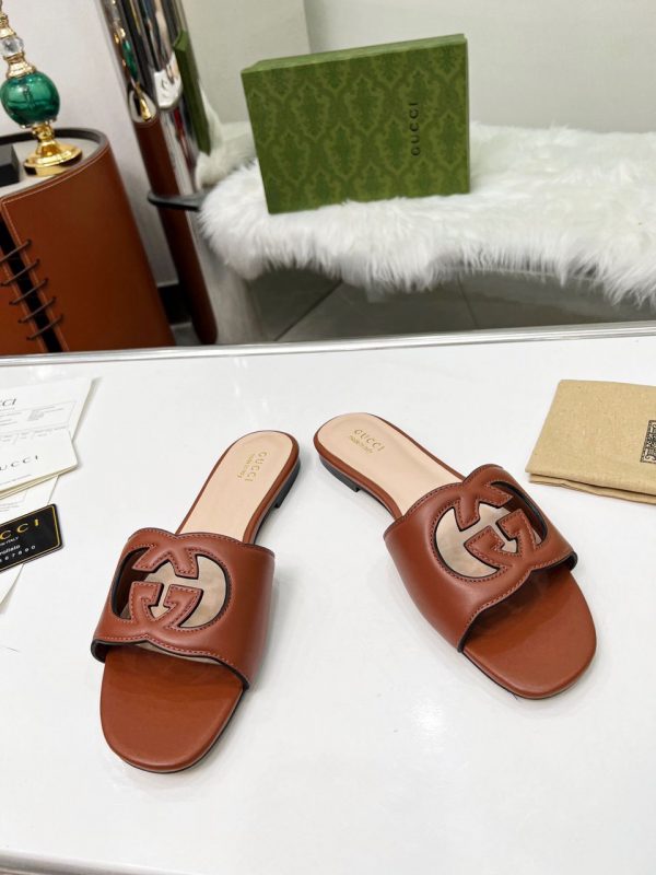 GG Interlocking G Cut Out Slide Sandals - Image 5