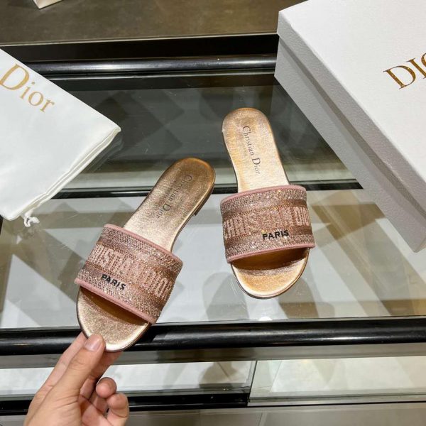 Dway slides Cotton Embroidered with Metallic Thread and Strass Super A - Image 8