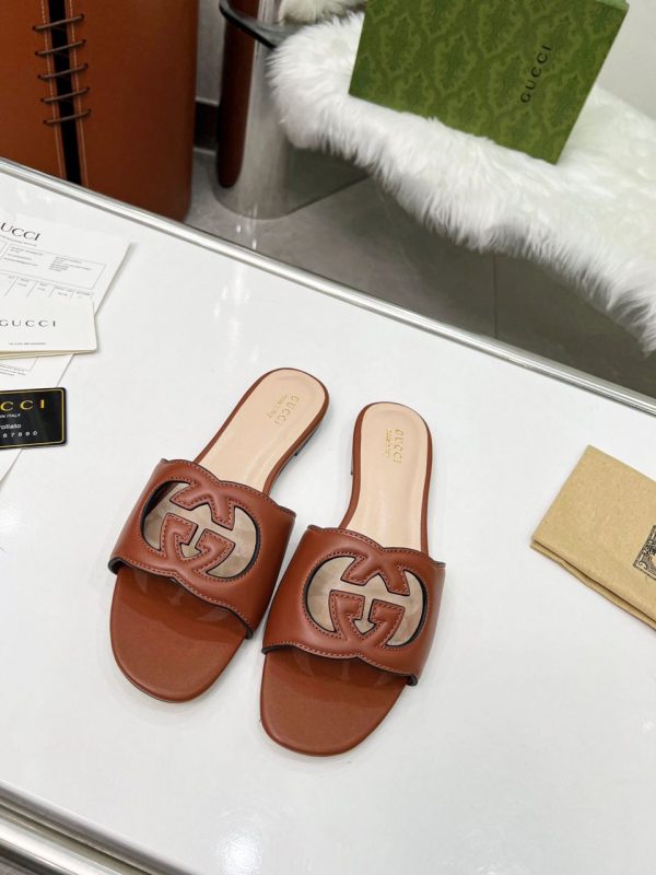 GG Interlocking G Cut Out Slide Sandals - Image 7