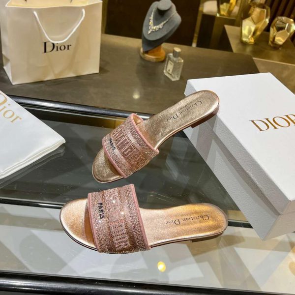 Dway slides Cotton Embroidered with Metallic Thread and Strass Super A - Image 6