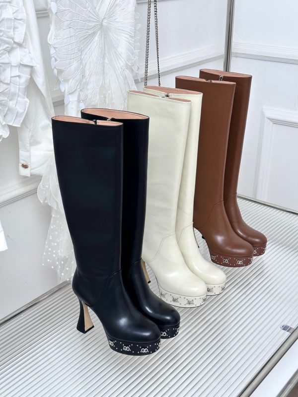 GG knee-high leather/ Ankle bootsSuper A