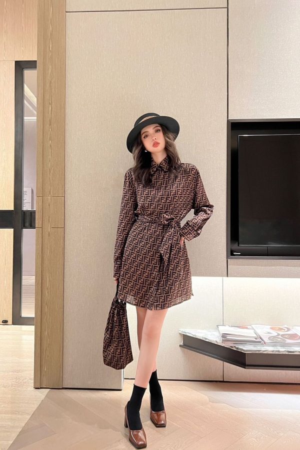 FF Print Shirt Dress Super A