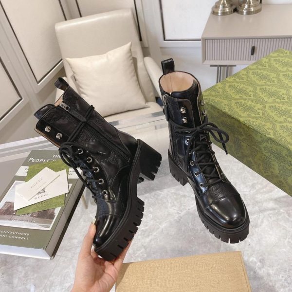 WOMEN'S GG MATELASSÉ LACE-UP BOOT - Image 10