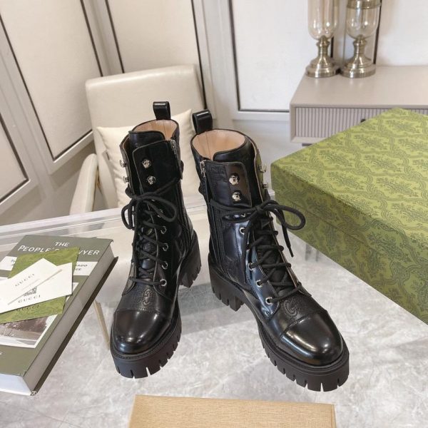 WOMEN'S GG MATELASSÉ LACE-UP BOOT - Image 9