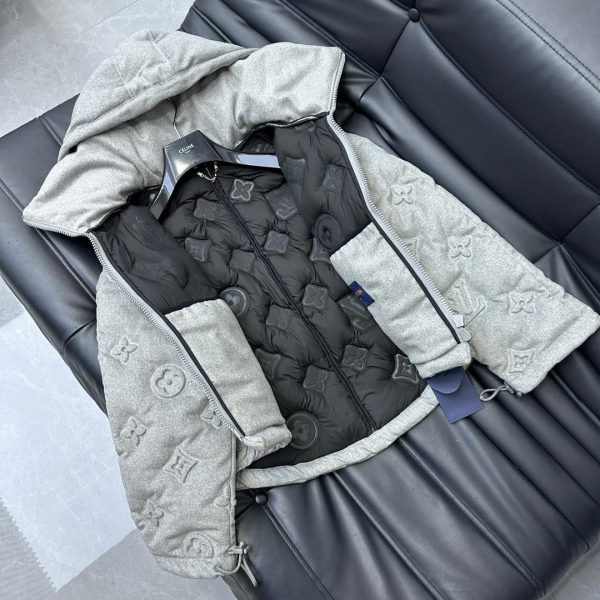 LV Grey Monogram Boyhood Puffer Jacket Super A - Image 3
