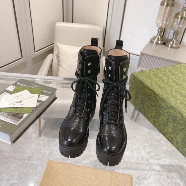 WOMEN'S GG MATELASSÉ LACE-UP BOOT - Image 8