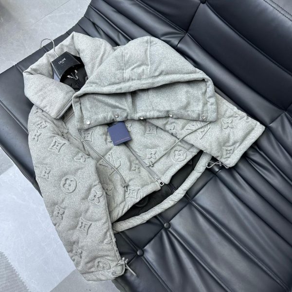 LV Grey Monogram Boyhood Puffer Jacket Super A - Image 4