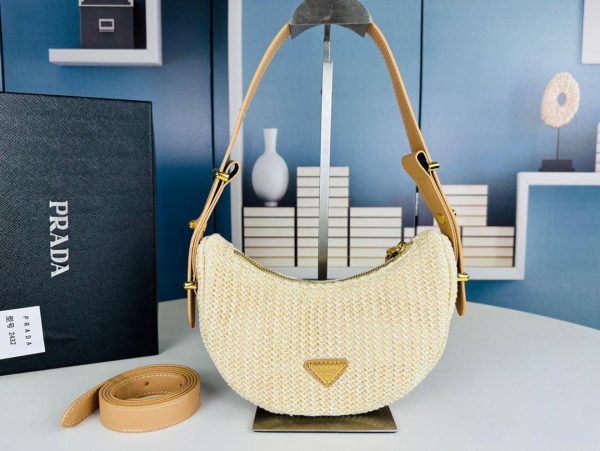 PRDA wicker and leather argué bag - Image 12