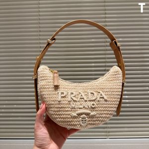 PRDA wicker and leather argué bag